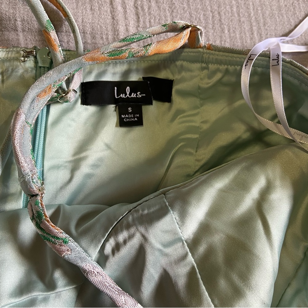 NWOT Lulus Enviable Aesthetic Light Blue Floral Jacquard Bustier Midi Dr… - Picture 11 of 11